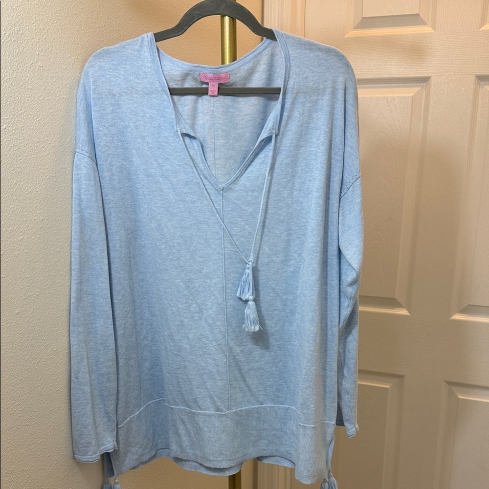 Lilly Pulitzer Sky Blue tassel sweater